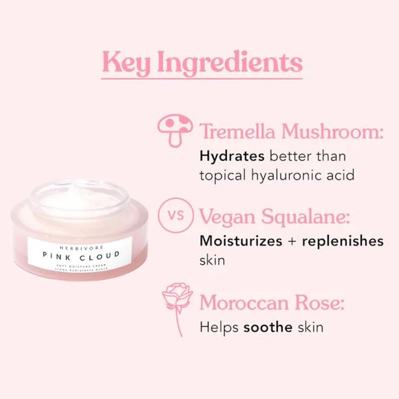 HERBIVORE Pink Cloud Soft Moisture Cream - 1.7 fl oz | 50 mL glass jar - Picture 3 of 12